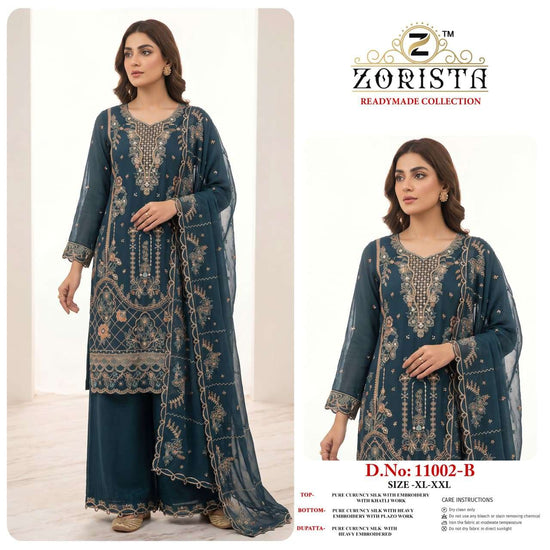 Zorista 11002 Crunchy Silk Embroidered Stitched Pakistani Suit Set
