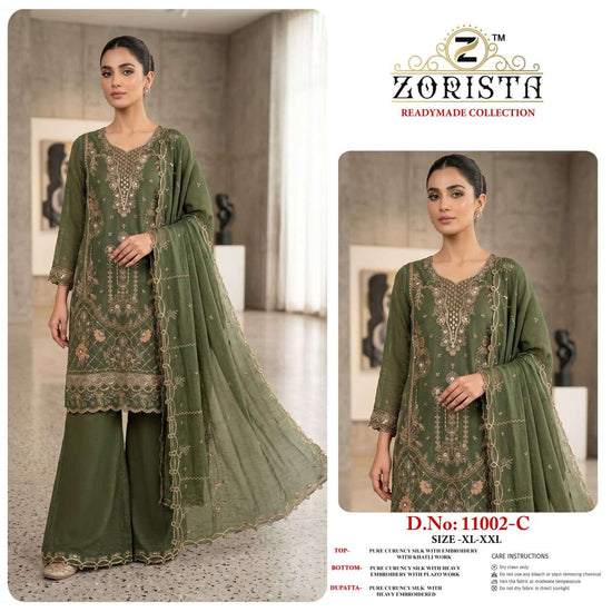 Zorista 11002 Crunchy Silk Embroidered Stitched Pakistani Suit Set