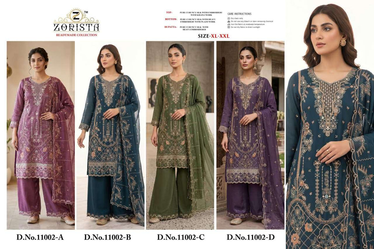 Zorista 11002 Crunchy Silk Embroidered Stitched Pakistani Suit Set