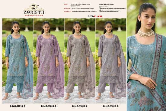 Zorista 11018 Cambric Cotton Embroidery Stitched Salwar Suit Set - Amrah Wholesale