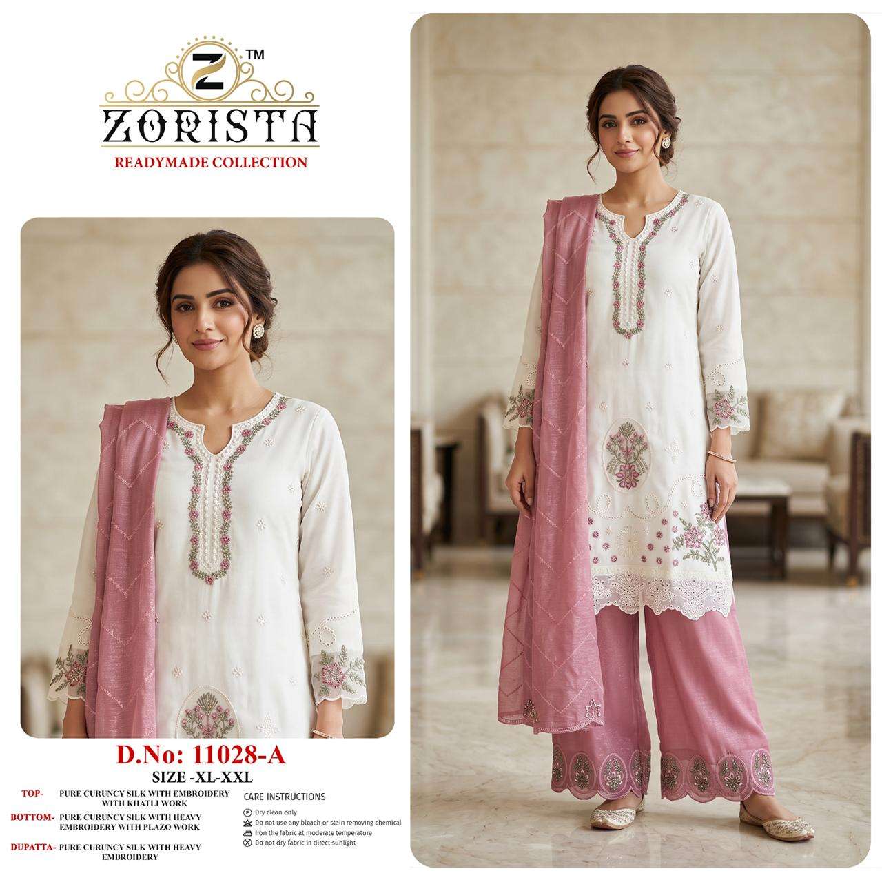 Zorista 11028 Crunchy Silk Embroidery Stitched Pakistani Suit Set