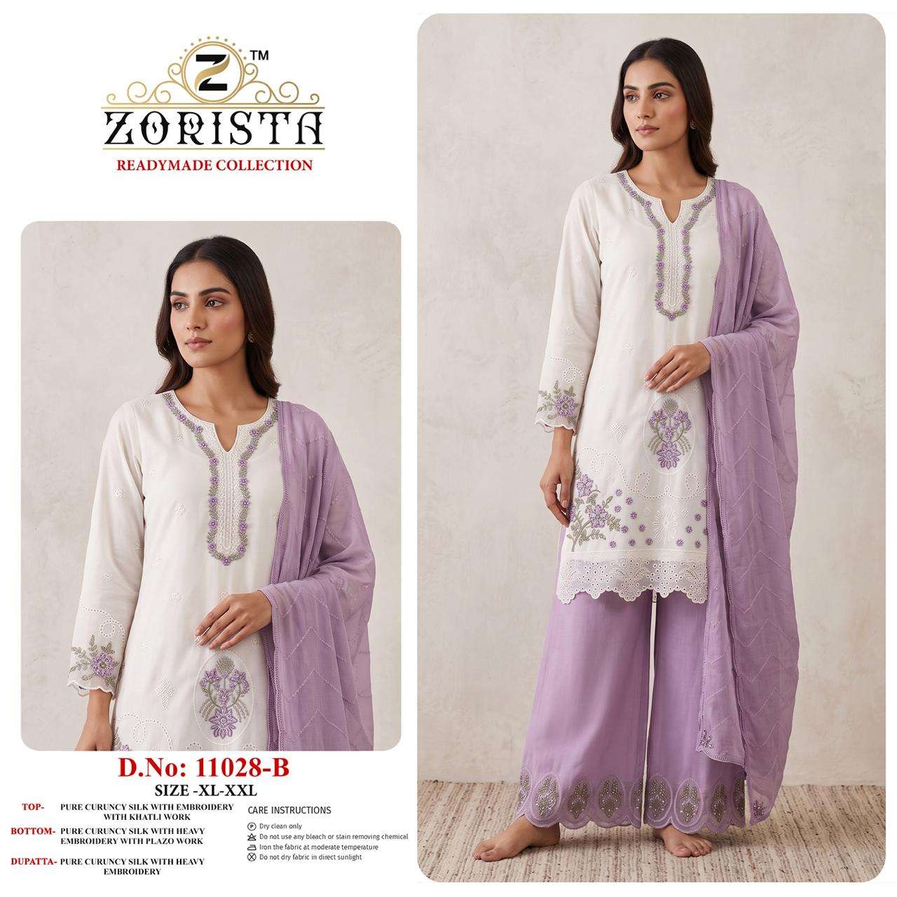 Zorista 11028 Crunchy Silk Embroidery Stitched Pakistani Suit Set