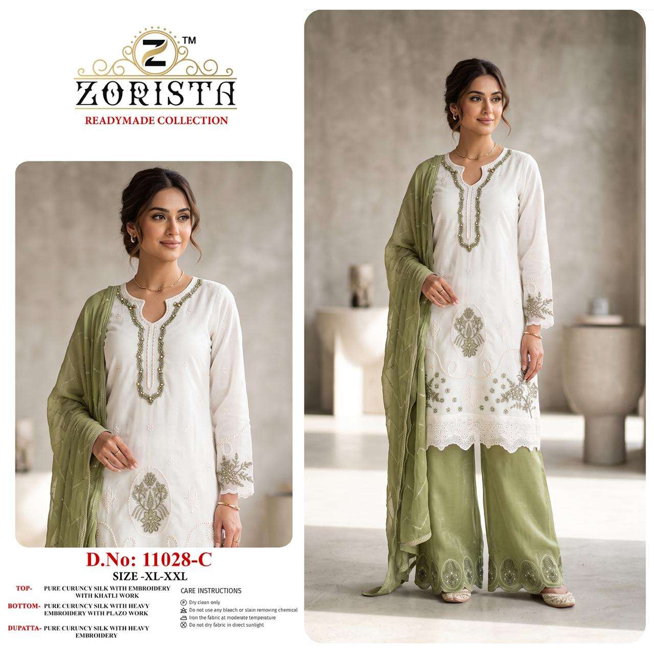 Zorista 11028 Crunchy Silk Embroidery Stitched Pakistani Suit Set