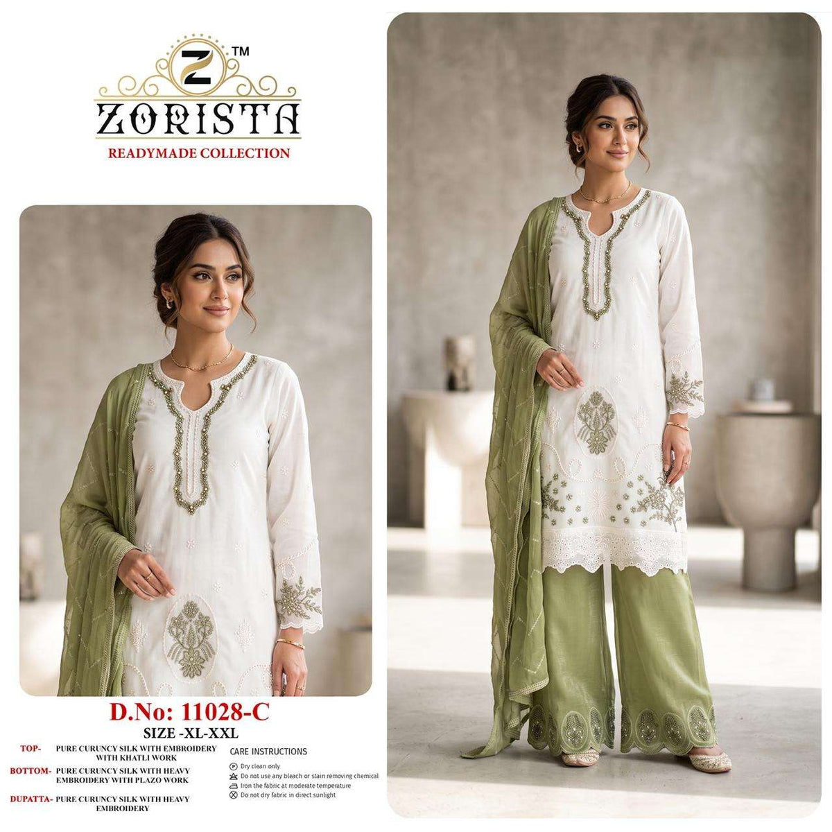 Zorista 11028 Crunchy Silk Embroidery Stitched Pakistani Suit Set - Amrah Wholesale