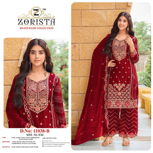 Zorista 11038 Jimmy Choo Embroidered Stitched Pakistani Suit Set