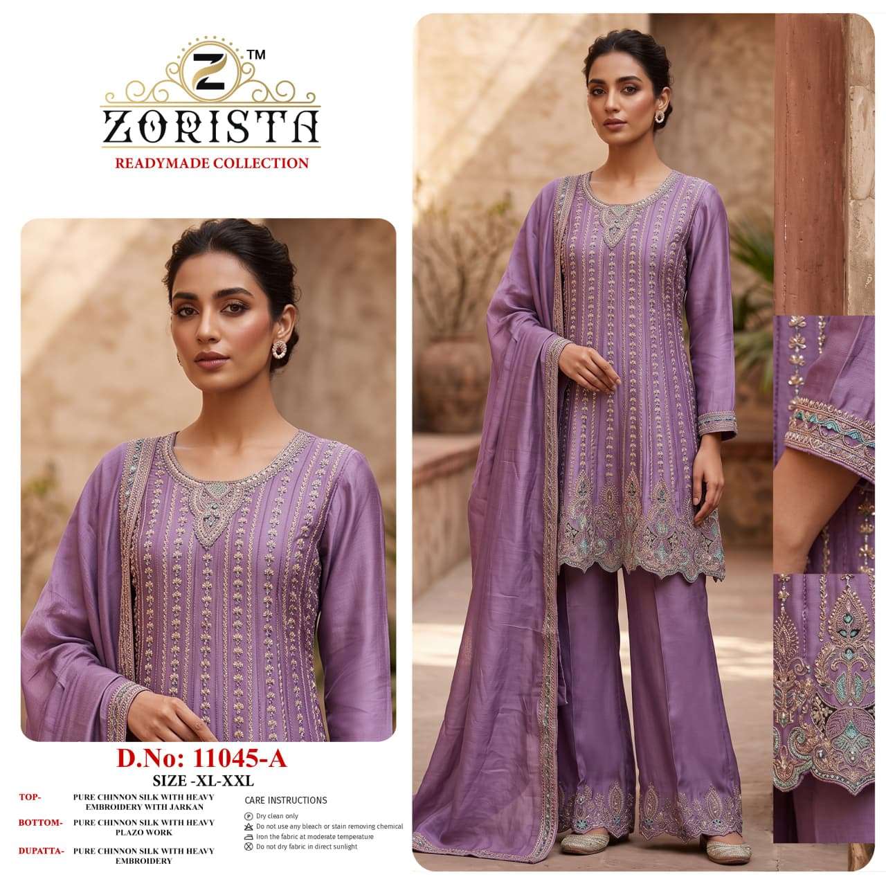 ZORISTA 11045 Chinon Silk Embroidered Pakistani Suit Set