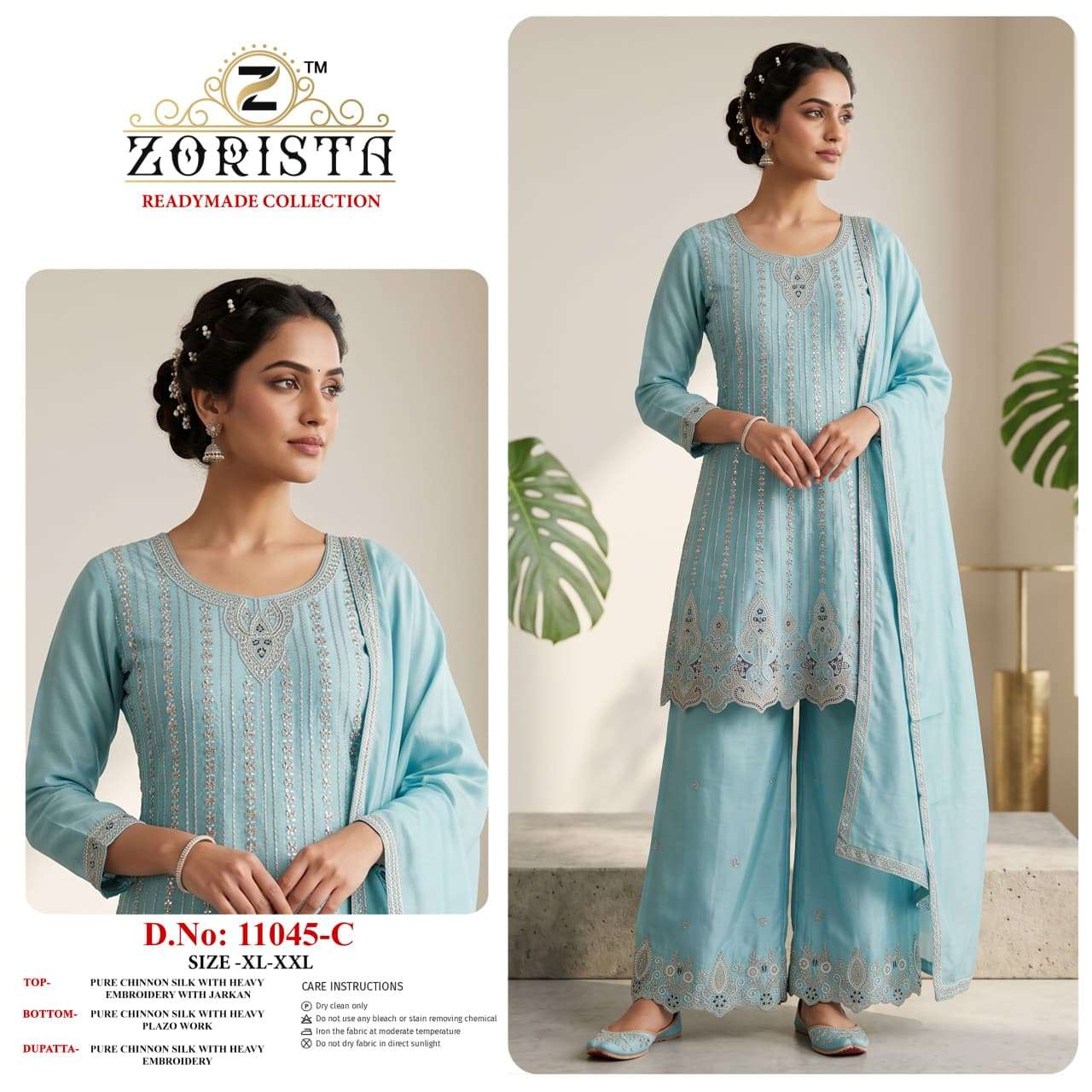 ZORISTA 11045 Chinon Silk Embroidered Pakistani Suit Set
