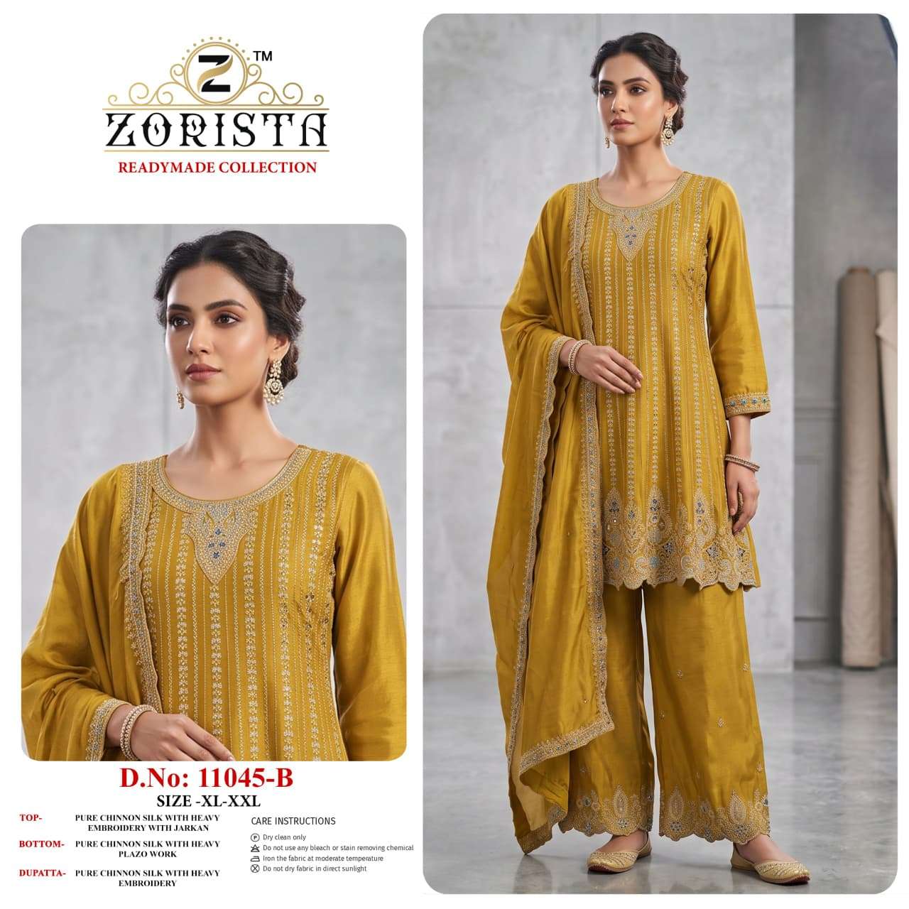 ZORISTA 11045 Chinon Silk Embroidered Pakistani Suit Set