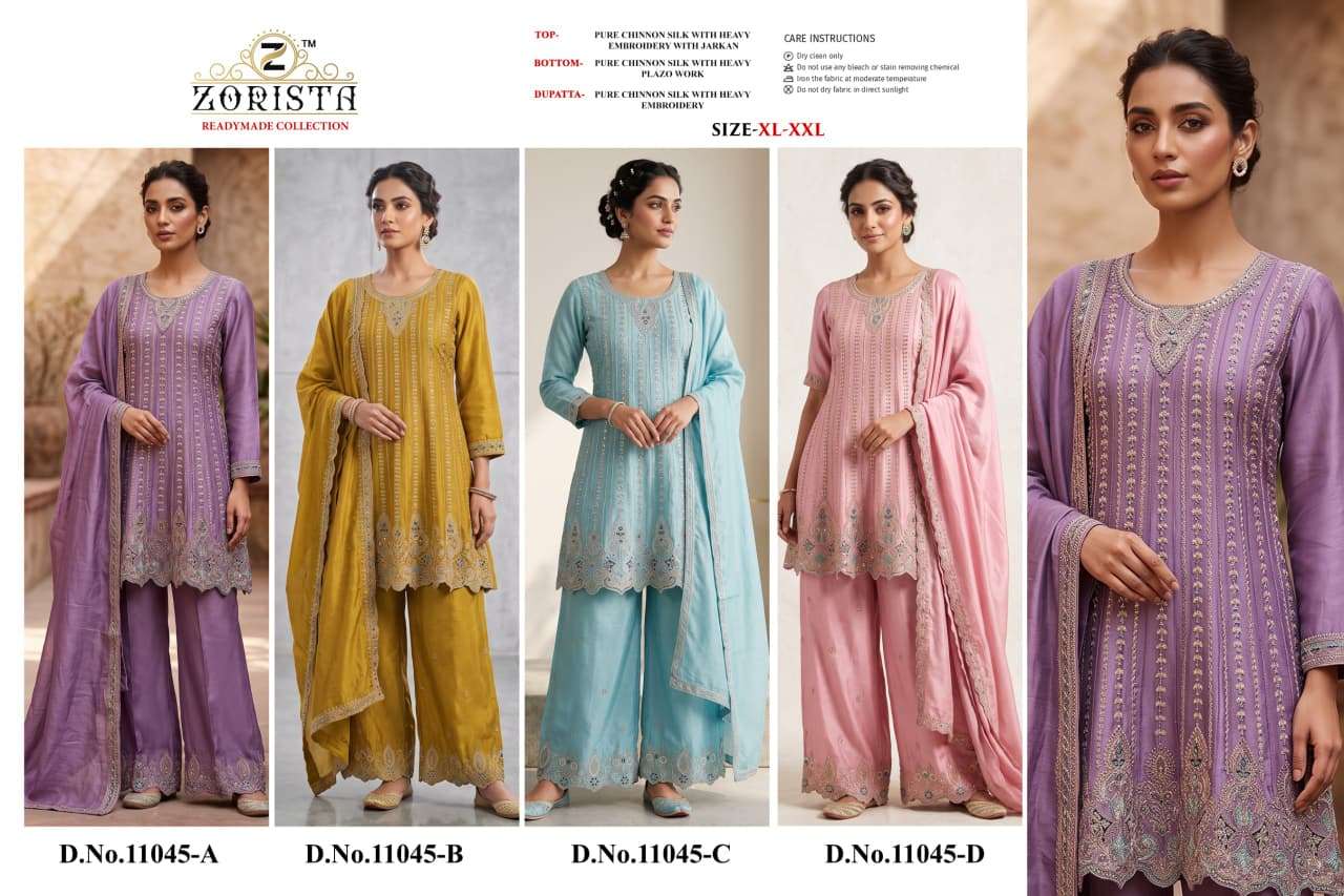 ZORISTA 11045 Chinon Silk Embroidered Pakistani Suit Set