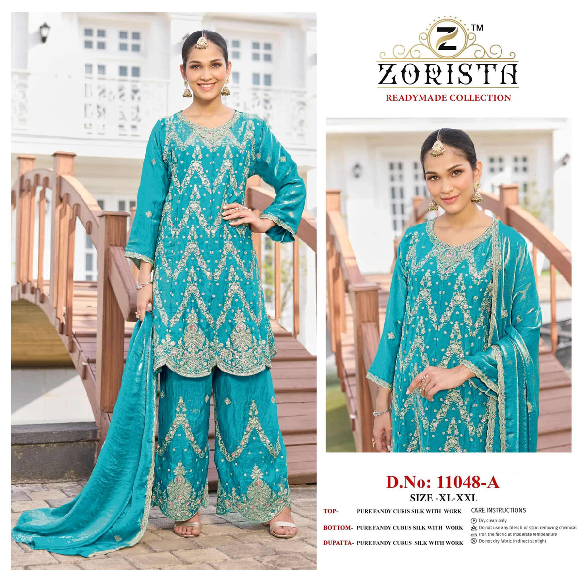 Zorista 11048 Crush Silk Embroidery Readymade Salwar Suit