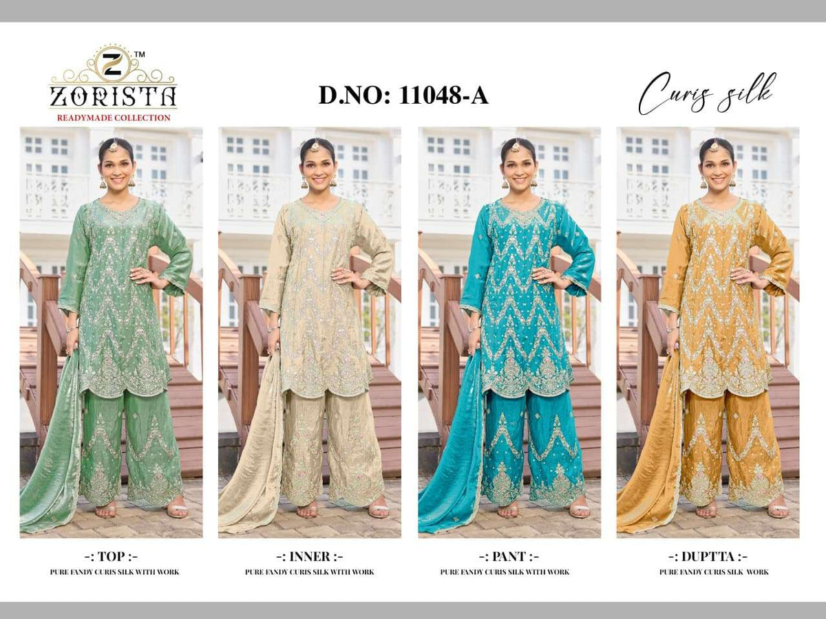 Zorista 11048 Crush Silk Embroidery Readymade Salwar Suit
