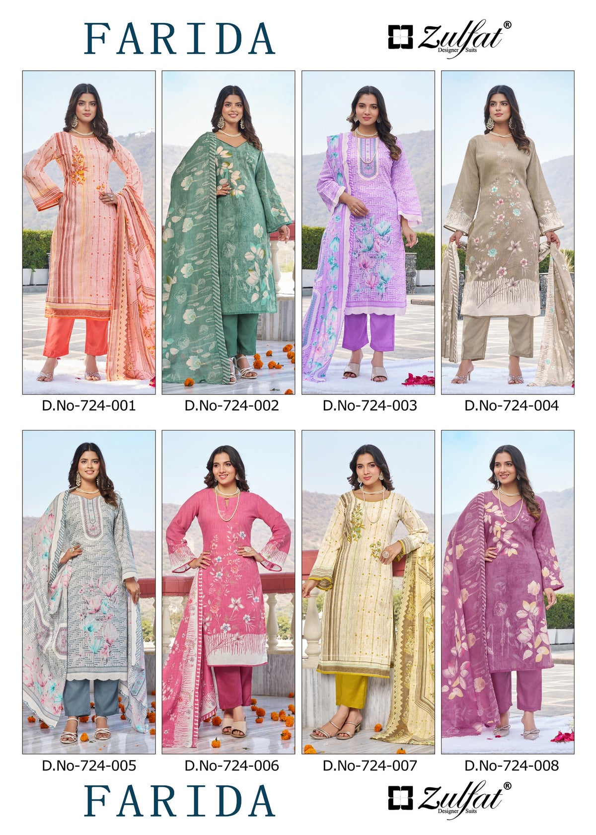 Zulfat Farida Pure Cotton Printed Dress Material Collection