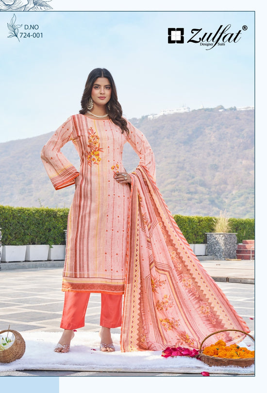 Zulfat Farida Pure Cotton Printed Dress Material Collection