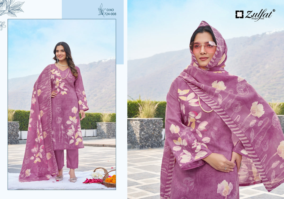 Zulfat Farida Pure Cotton Printed Dress Material Collection