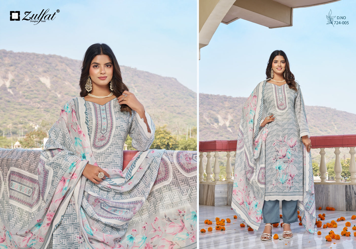 Zulfat Farida Pure Cotton Printed Dress Material Collection