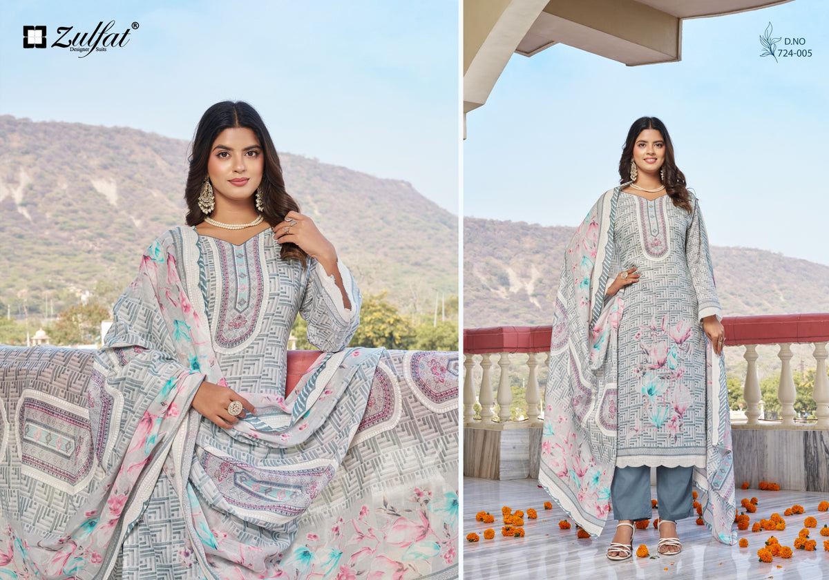Zulfat Farida Pure Cotton Printed Dress Material Collection