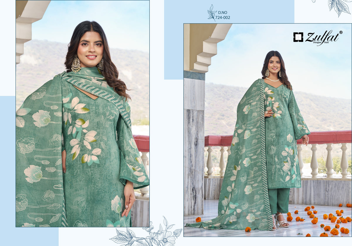 Zulfat Farida Pure Cotton Printed Dress Material Collection