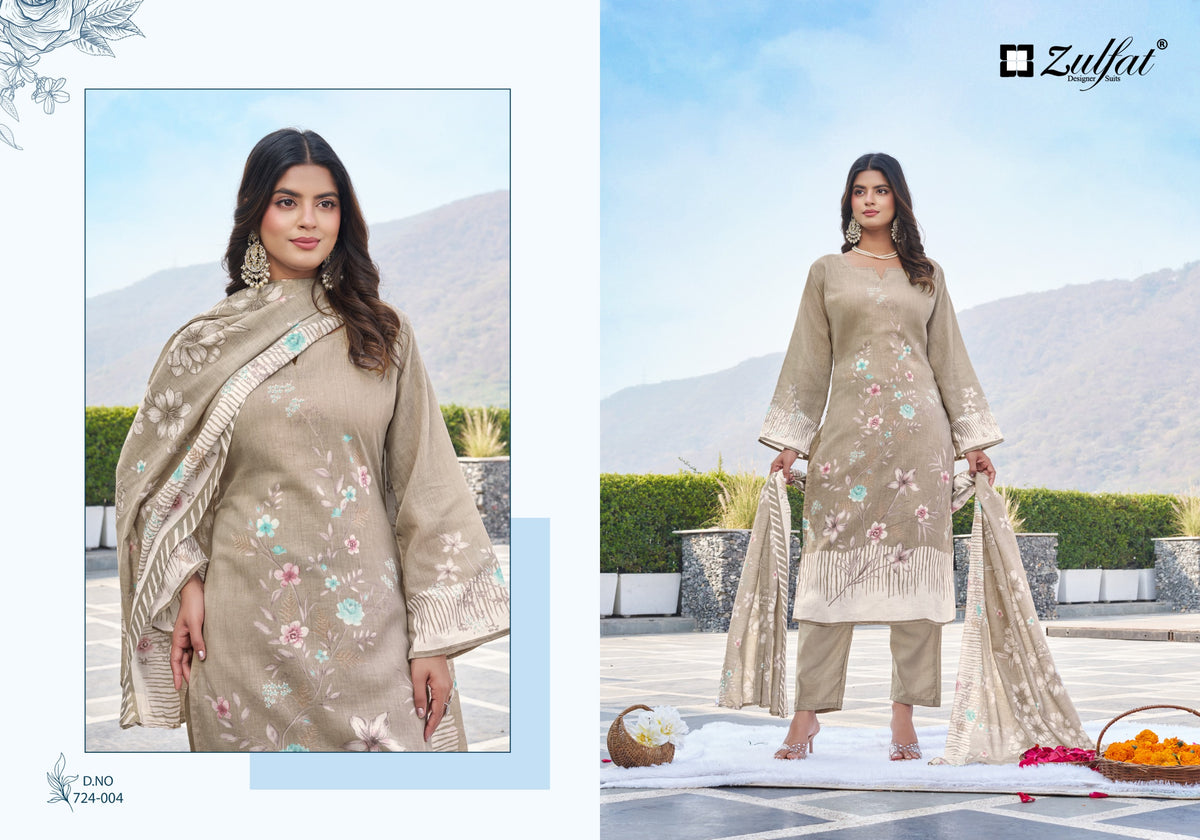 Zulfat Farida Pure Cotton Printed Dress Material Collection