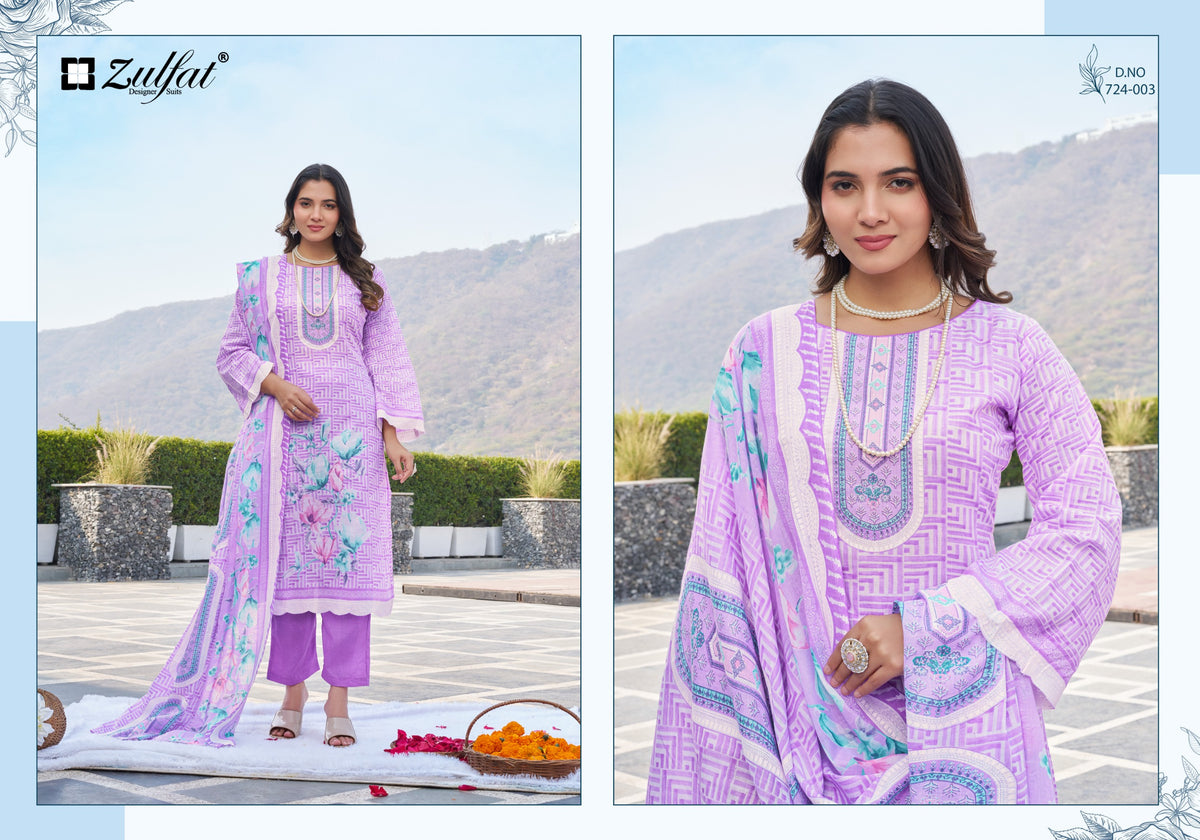 Zulfat Farida Pure Cotton Printed Dress Material Collection