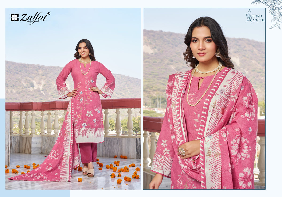 Zulfat Farida Pure Cotton Printed Dress Material Collection