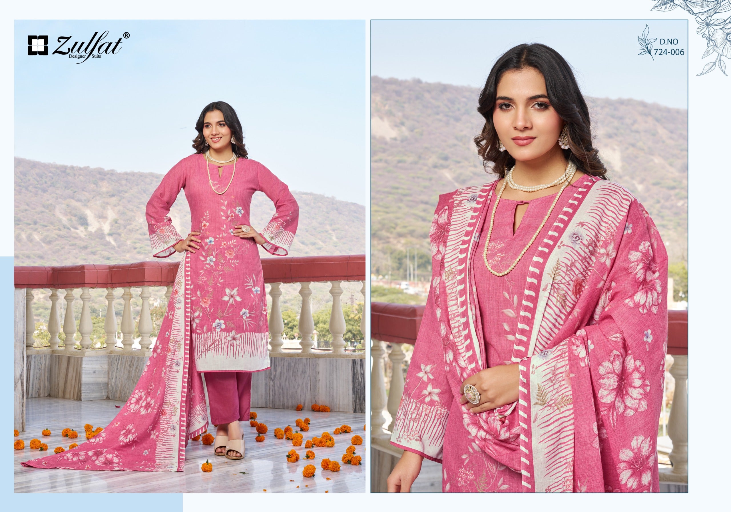 Zulfat Farida Pure Cotton Printed Dress Material Collection