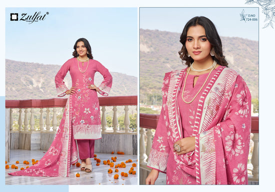 Zulfat Farida Pure Cotton Printed Dress Material Collection