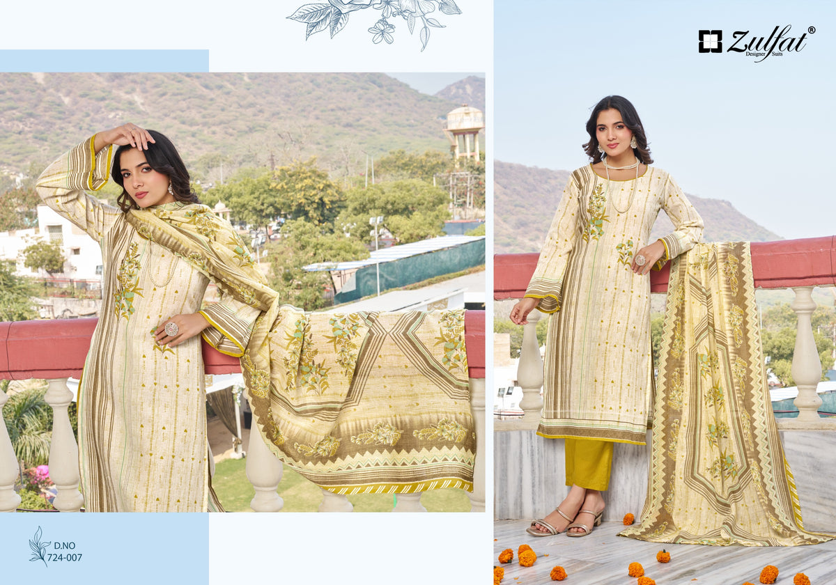 Zulfat Farida Pure Cotton Printed Dress Material Collection