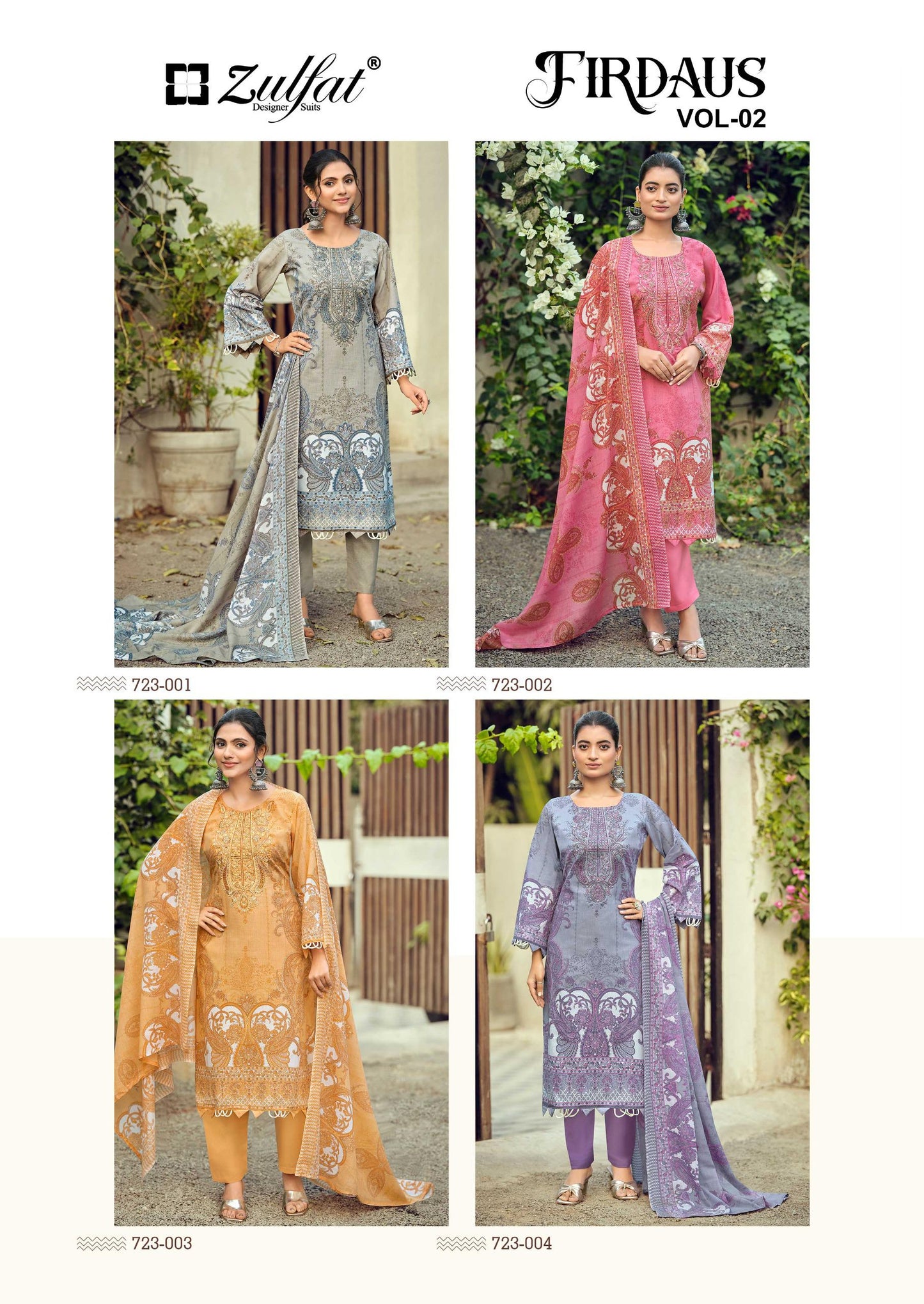 Zulfat Firdaus 723 Series Cotton Dress Material