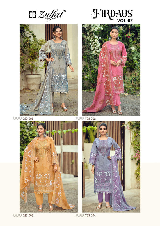 Zulfat Firdaus 723 Series Cotton Dress Material