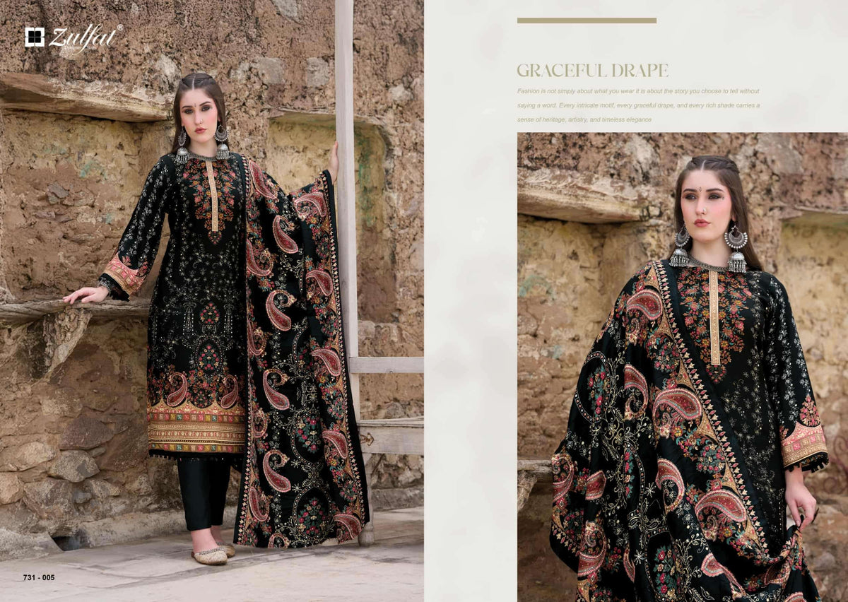 Zulfat Gulnoor Pure Woolen Pashmina Dress Material