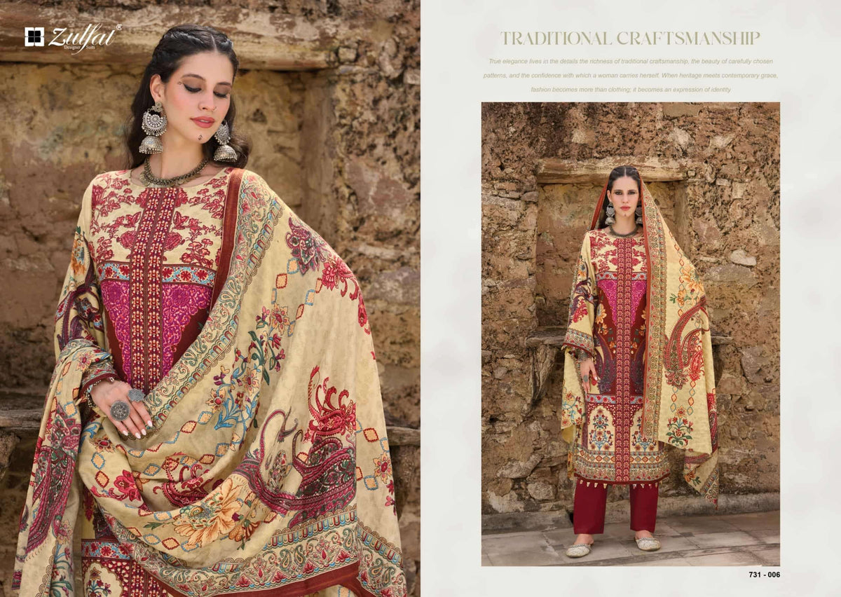 Zulfat Gulnoor Pure Woolen Pashmina Dress Material