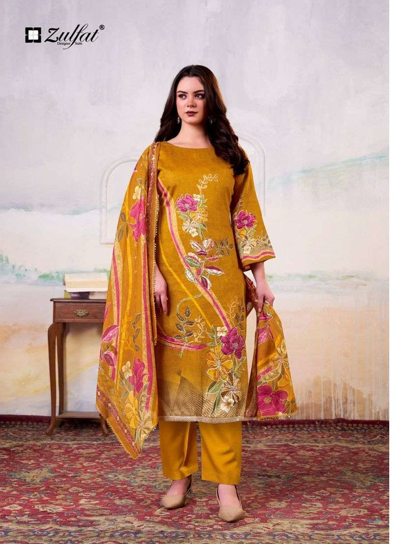 Zulfat Hayat 681-001 To 681-004 Series Pure Cotton Printed Pakistani Dress Set