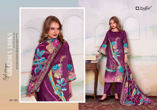 Zulfat Hayat 681-001 To 681-004 Series Pure Cotton Printed Pakistani Dress Set