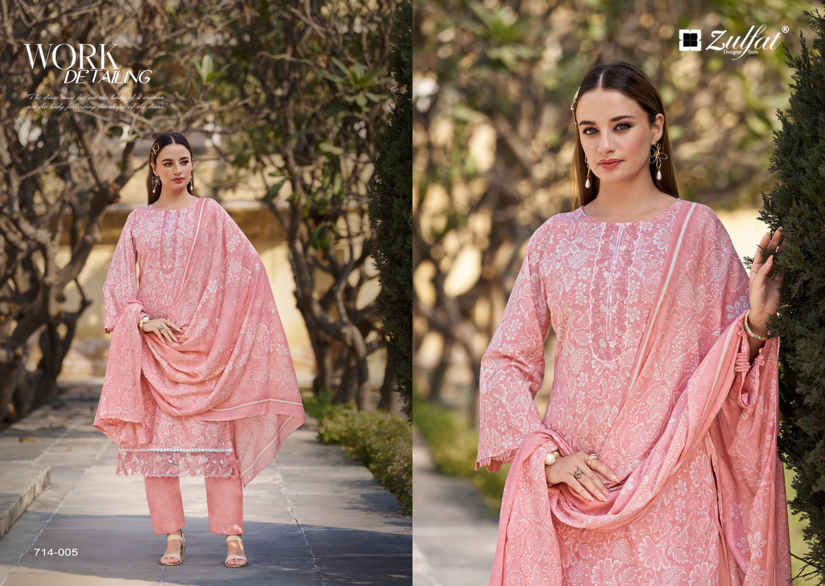 Zulfat Mashuqa Cotton Printed Embroidered Dress Material