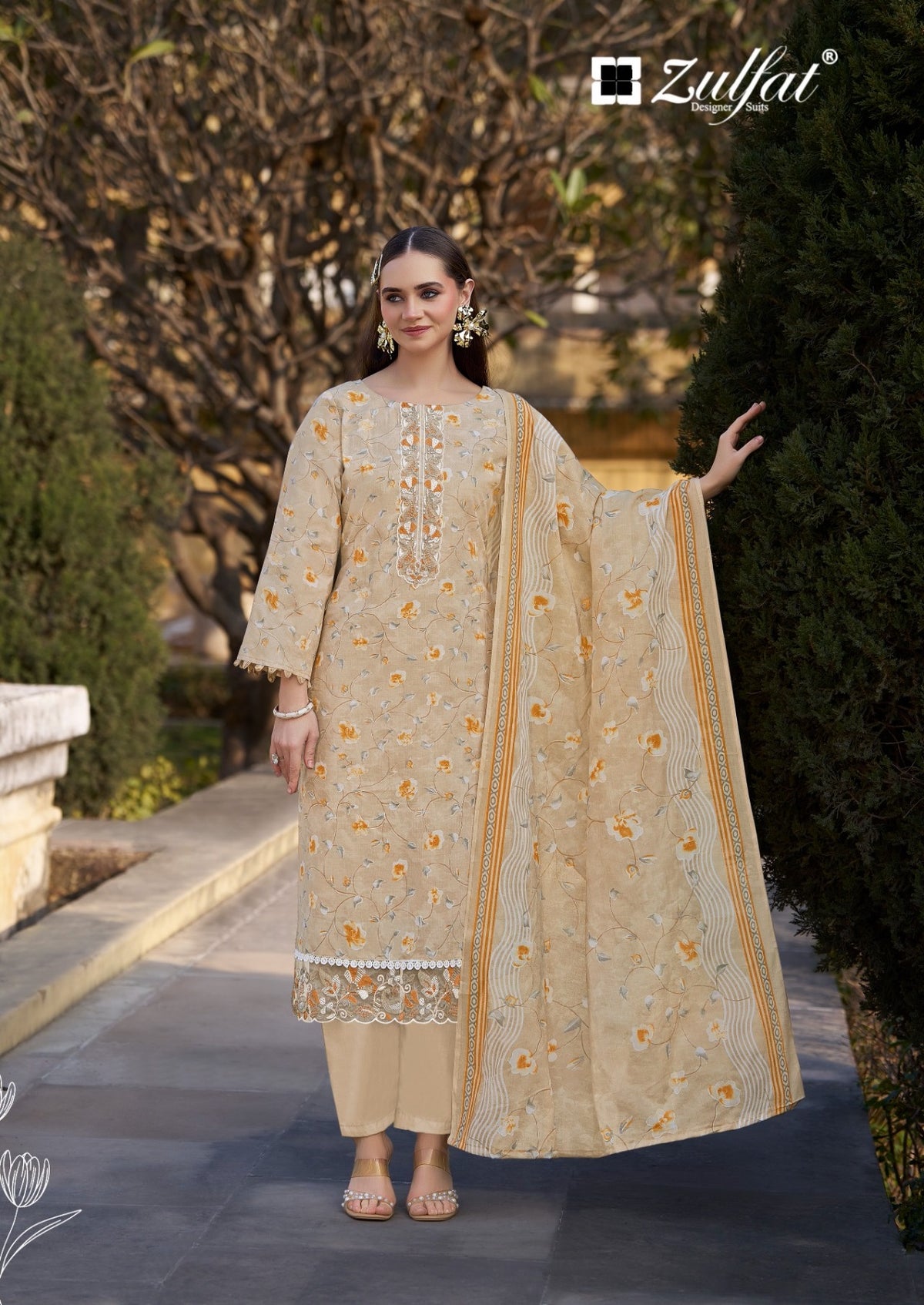 Zulfat Mashuqa Cotton Printed Embroidered Dress Material