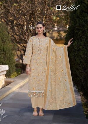 Zulfat Mashuqa Cotton Printed Embroidered Dress Material