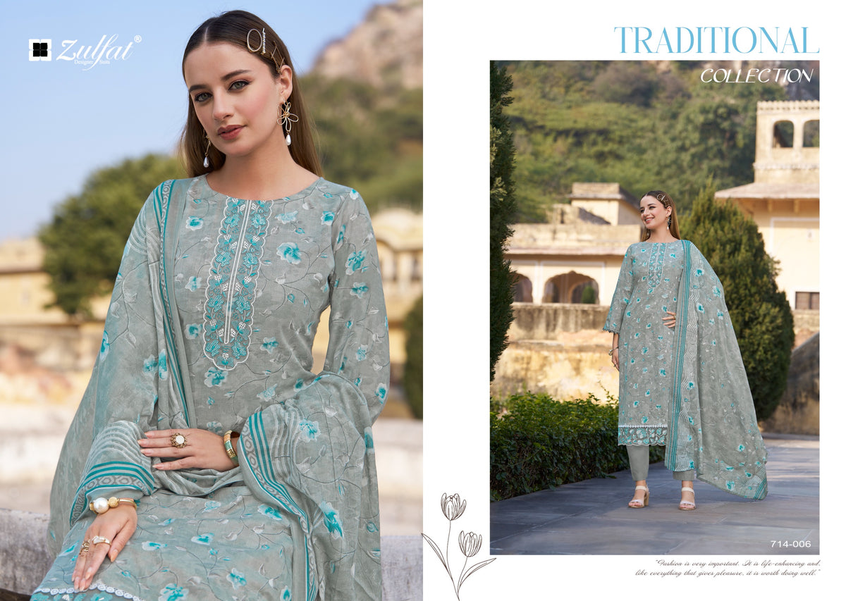 Zulfat Mashuqa Cotton Printed Embroidered Dress Material