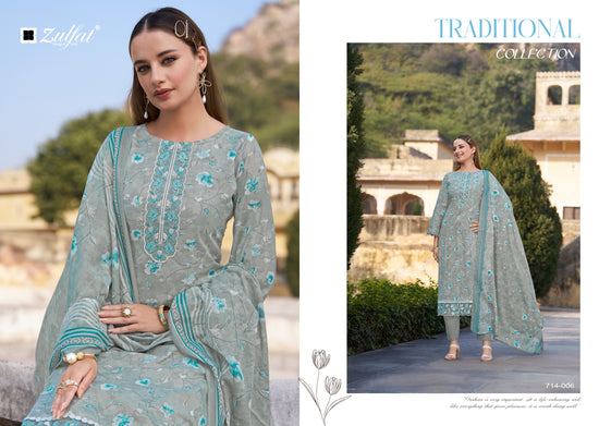 Zulfat Mashuqa Cotton Printed Embroidered Dress Material
