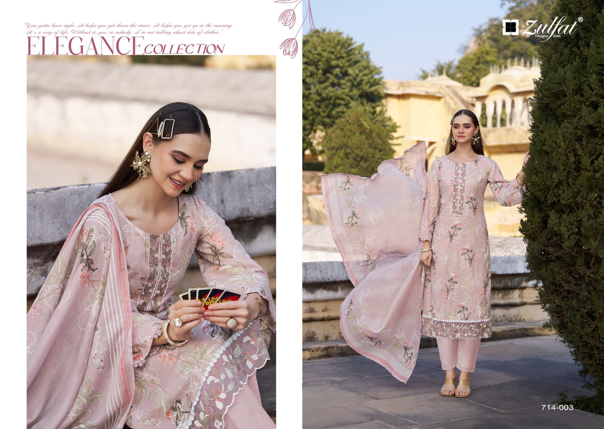 Zulfat Mashuqa Cotton Printed Embroidered Dress Material