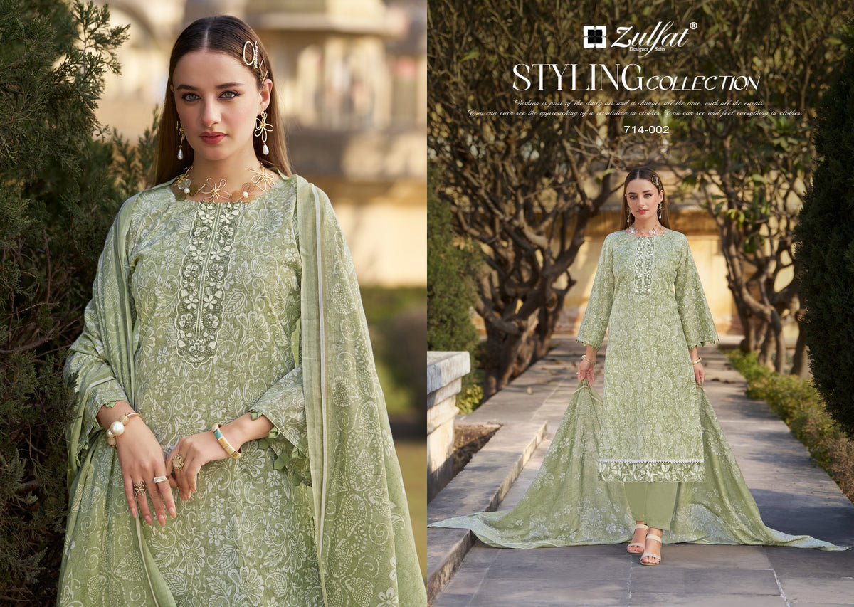 Zulfat Mashuqa Cotton Printed Embroidered Dress Material