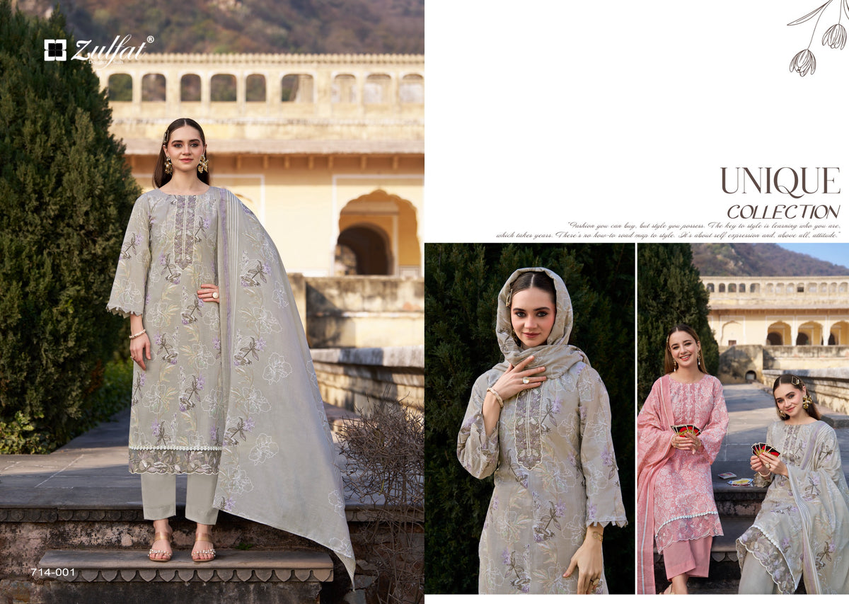 Zulfat Mashuqa Cotton Printed Embroidered Dress Material