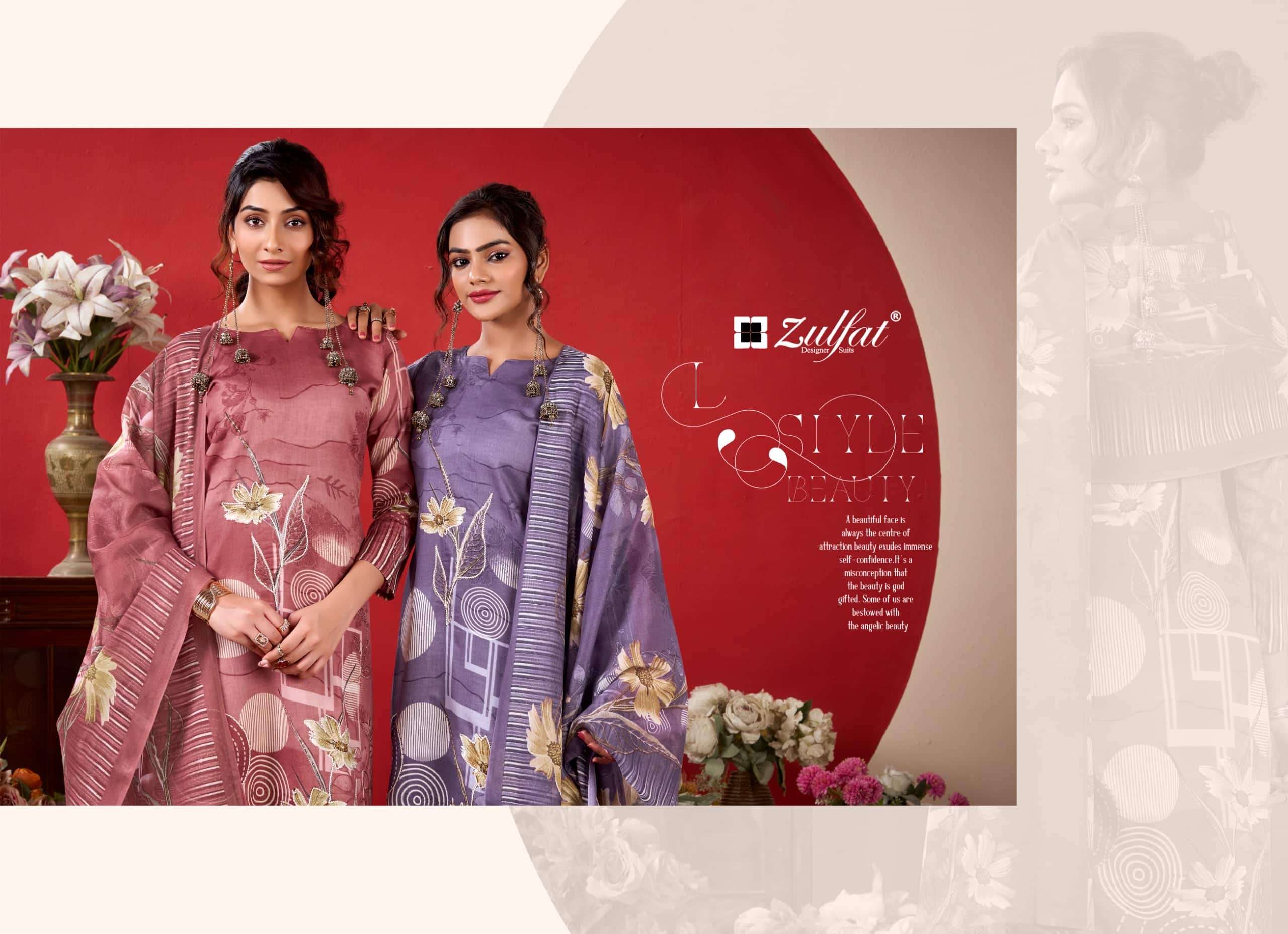 Zulfat Designer Suits Roshni Vol 2 Pure Jam Cotton Dress Material