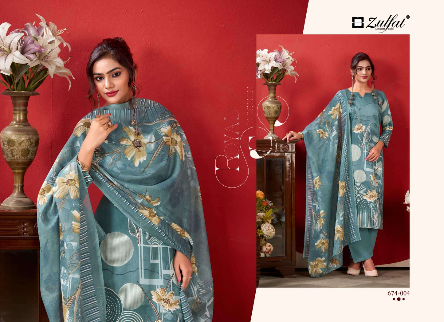 Zulfat Designer Suits Roshni Vol 2 Pure Jam Cotton Dress Material