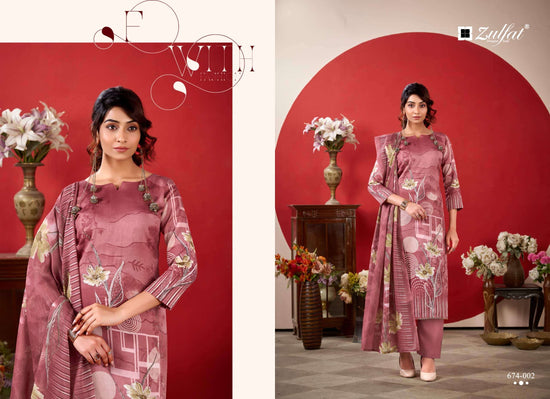 Zulfat Designer Suits Roshni Vol 2 Pure Jam Cotton Dress Material