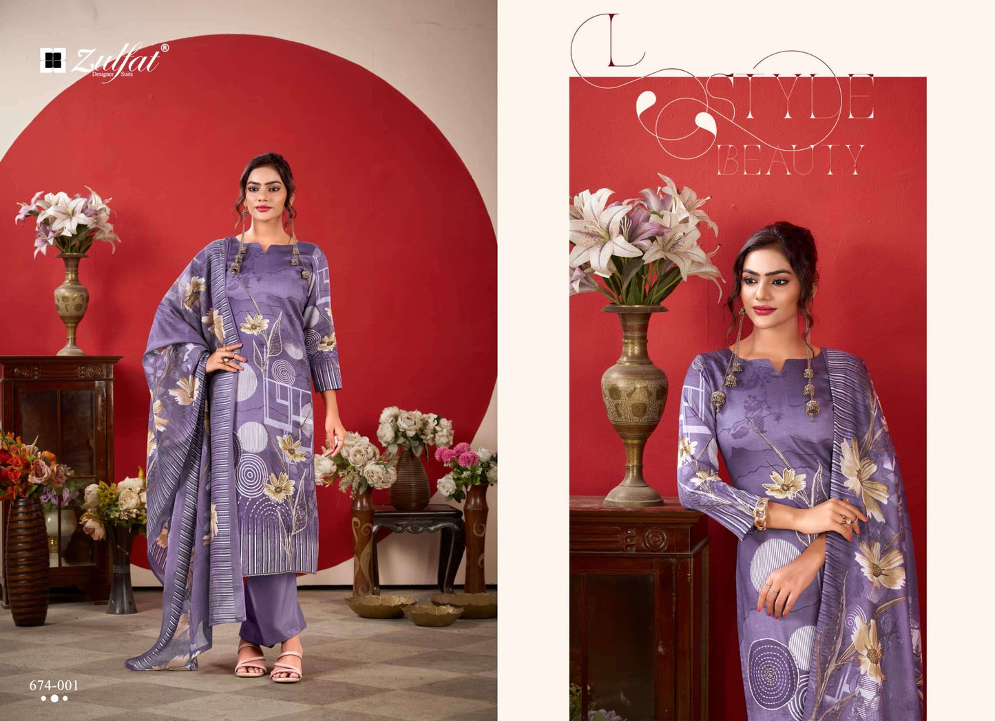 Zulfat Designer Suits Roshni Vol 2 Pure Jam Cotton Dress Material