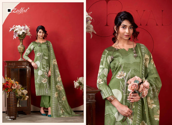 Zulfat Designer Suits Roshni Vol 2 Pure Jam Cotton Dress Material